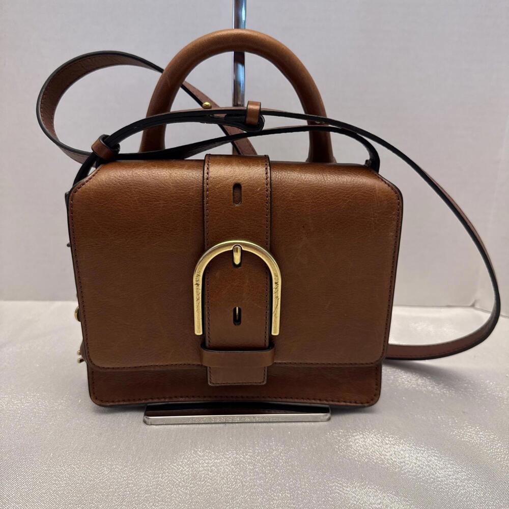 Fossil Wiley Brown Leather Top Handle Bag Crossbody Purse Small Satchel